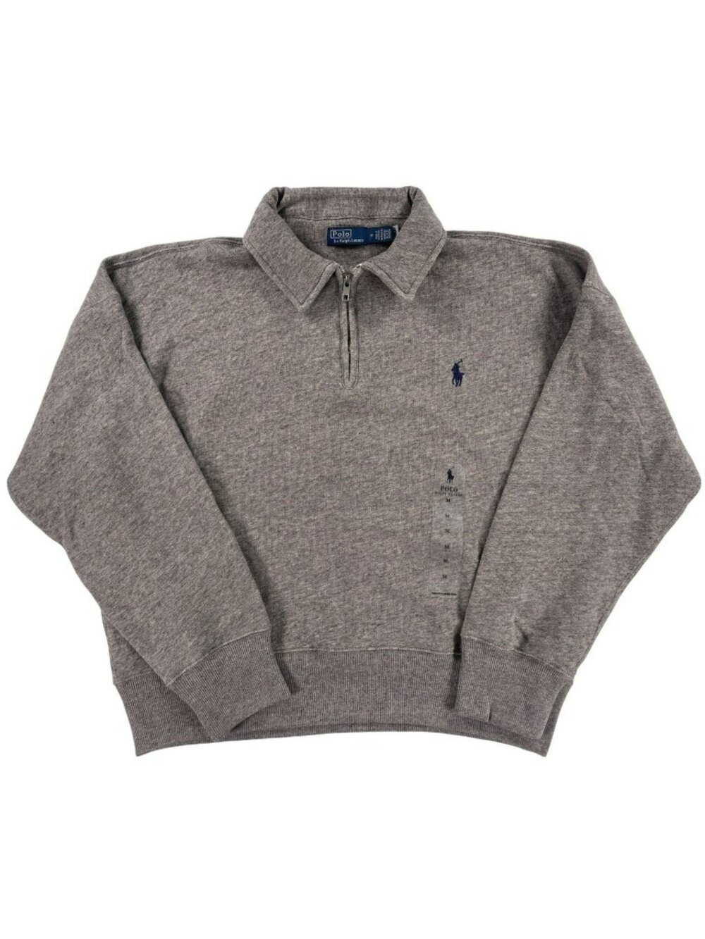 Polo Ralph Lauren Gray Quarter-Zip Pullover Sweatshirt Cotton Men's Size M NEW